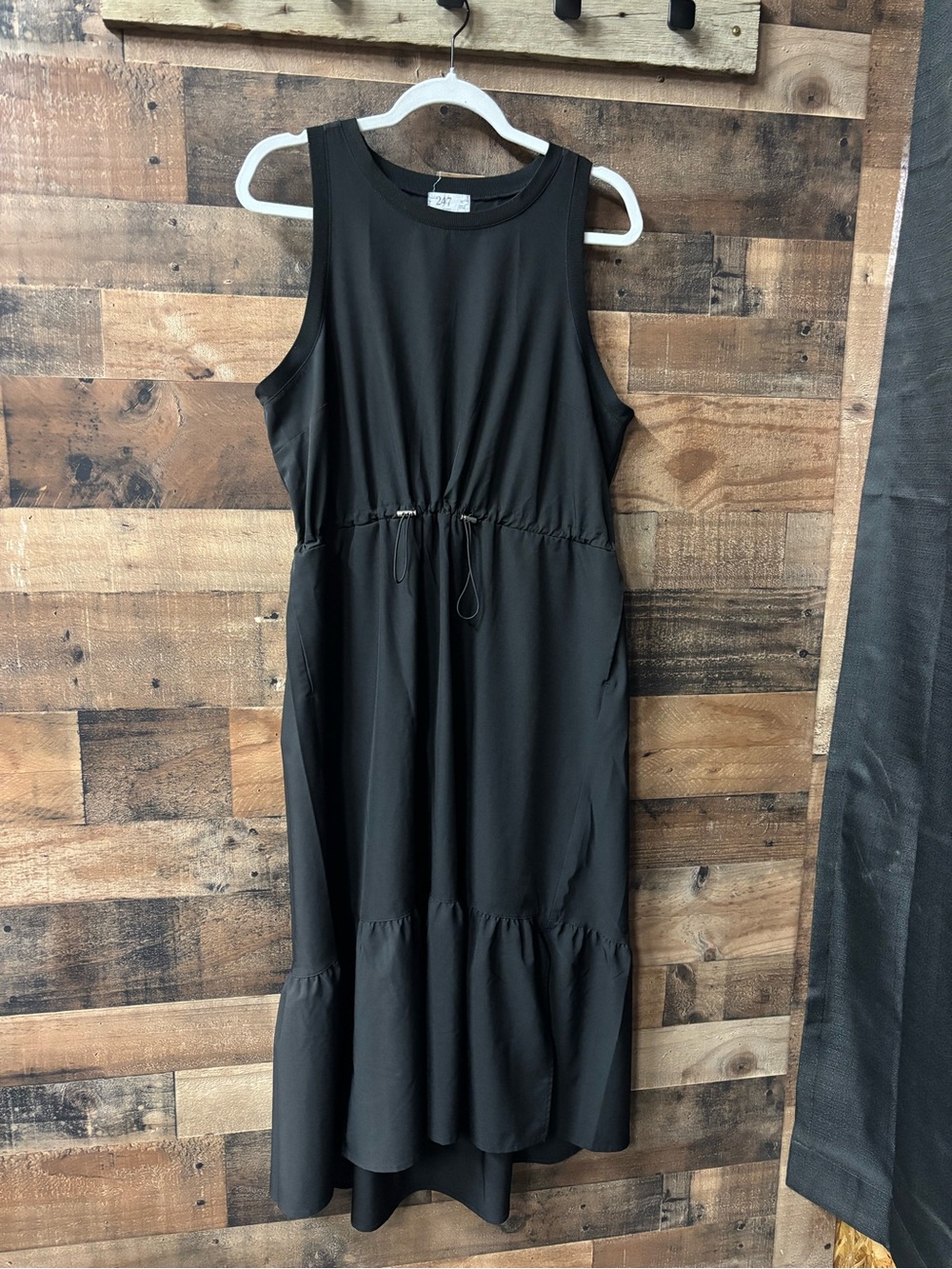 Maurices Black Sleeveless Drawstring Midi Dress